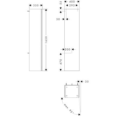 Hansgrohe Xilesa E szafka 40x35x165 cm boczna wisząca prawa szara 54288760