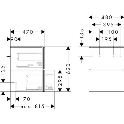 Hansgrohe Xilesa E szafka 48x47x62 cm podumywalkowa wisząca szara 54291760