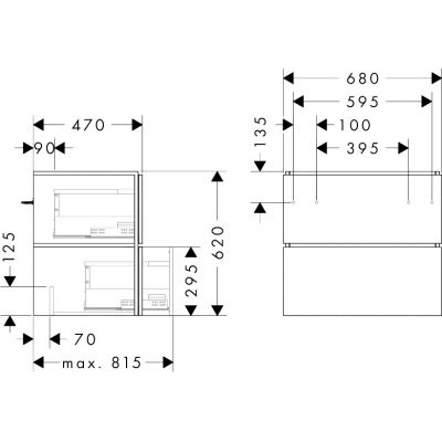 Hansgrohe Xilesa E szafka 68x47x62 cm podumywalkowa wisząca szara 54295760