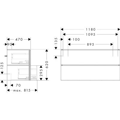 Hansgrohe Xilesa E szafka 118x47x62 cm podumywalkowa wisząca szara 54298760