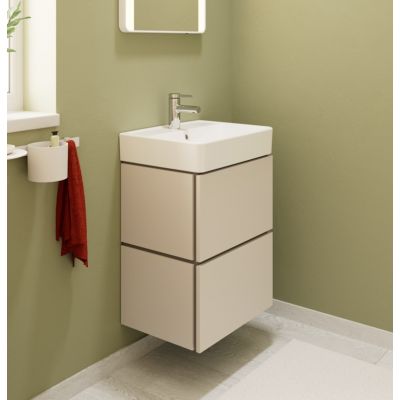 Zestaw Hansgrohe Xilesa E szafka 48 cm podumywalkowa wisząca z umywalką Xanuia Q  piaskowy/biały (54290780, 60131450)