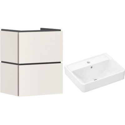 Zestaw Hansgrohe Xilesa E szafka 48 cm podumywalkowa wisząca z umywalką Xanuia Q  piaskowy/biały (54290780, 60131450)
