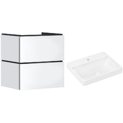 Zestaw Hansgrohe Xilesa E szafka 58x47x62 cm podumywalkowa wisząca z umywalką Xelu Q prostokątną ścienną-meblową biała (54293700, 60317450)