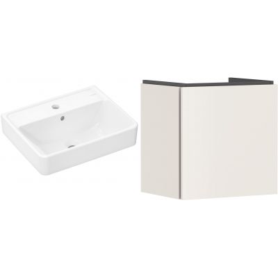 Zestaw Hansgrohe Xanuia Q umywalka z szafką Xilesa E 50 cm piaskowa (54247780, 61008450)