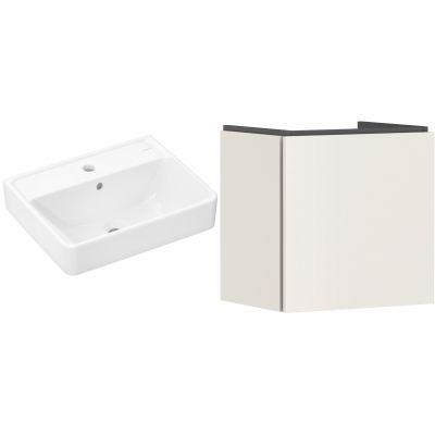Zestaw Hansgrohe Xanuia Q umywalka z szafką Xilesa E 50 cm piaskowa (54247780, 60131450)