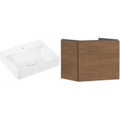 Zestaw Hansgrohe Xevolos E umywalka z szafką Xilesa E 60 cm dąb (54253550, 61092450)