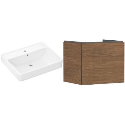 Zestaw Hansgrohe Xanuia Q umywalka z szafką Xilesa E 60 cm dąb (54253550, 60133450)