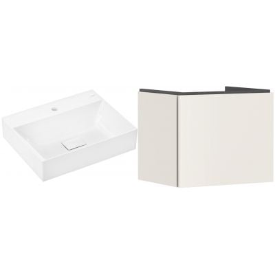 Zestaw Hansgrohe Xevolos E umywalka z szafką Xilesa E 60 cm piaskowy (54253780, 61092450)