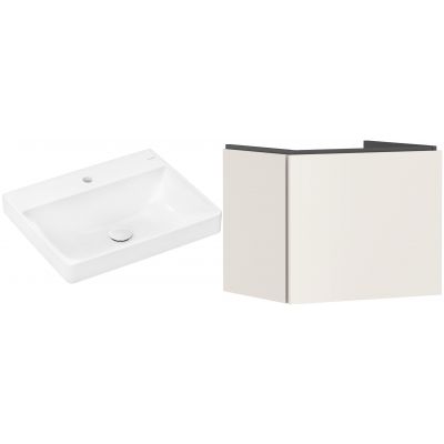 Zestaw Hansgrohe Xelu Q umywalka z szafką Xilesa E 60 cm piaskowy (54253780, 61016450)