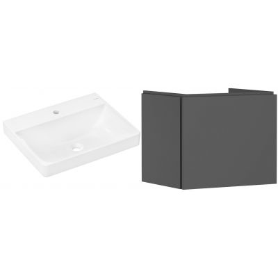 Zestaw Hansgrohe Xelu Q umywalka z szafką Xilesa E 60 cm szary (54253760, 60317450)