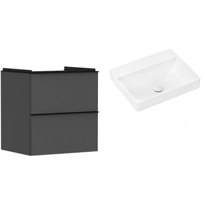 Hansgrohe Xelu Q szafka wisząca z umywalką 60x48 cm szary diament mat/czarny mat/biały (54024670, 61017450)