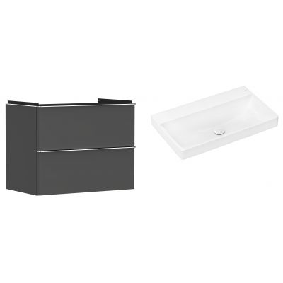 Hansgrohe Xelu Q szafka wisząca z umywalką 80x48 cm szary diament mat/chrom/biały (54028000, 61021450)