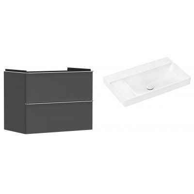 Hansgrohe Xelu Q szafka wisząca z umywalką 80x48 cm szary diament mat/chrom/biały (54028000, 61032450)