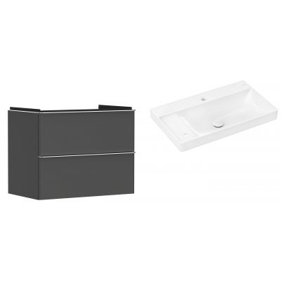 Hansgrohe Xelu Q szafka wisząca z umywalką 80x48 cm szary diament mat/chrom/biały (54028000, 61031450)