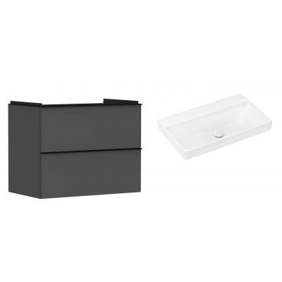 Hansgrohe Xelu Q szafka wisząca z umywalką 80x48 cm szary diament mat/czarny mat/biały (54028670, 61021450)