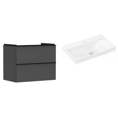 Hansgrohe Xelu Q szafka wisząca z umywalką 80x48 cm szary diament mat/czarny mat/biały (54028670, 61024450)