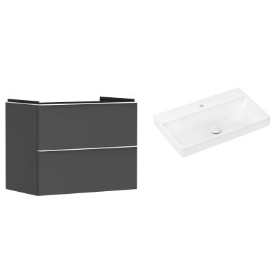 Hansgrohe Xelu Q szafka wisząca z umywalką 80x48 cm szary diament mat/biały mat/biały (54028700, 61020450)