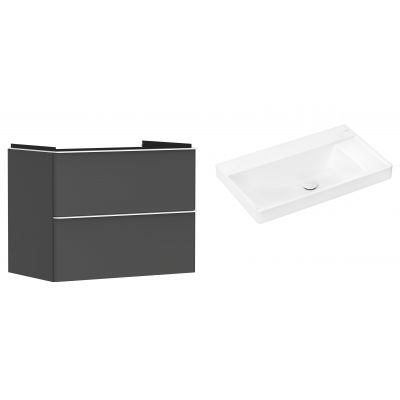 Hansgrohe Xelu Q szafka wisząca z umywalką 80x48 cm szary diament mat/biały mat/biały (54028700, 61026450)