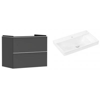 Hansgrohe Xelu Q szafka wisząca z umywalką 80x48 cm szary diament mat/biały mat/biały (54028700, 61024450)