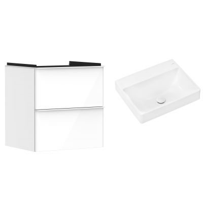 Hansgrohe Xelu Q szafka wisząca z umywalką 60x48 cm biały wysoki połysk/biały mat/biały (54023700, 61017450)