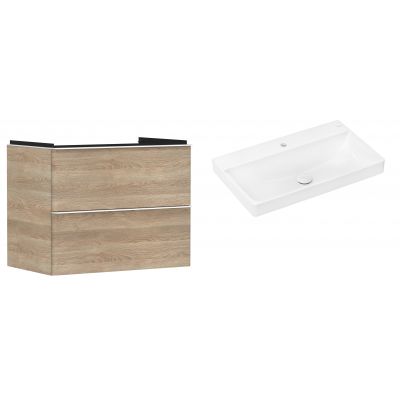 Hansgrohe Xelu Q szafka wisząca z umywalką 80x48 cm naturalny dąb/biały mat/biały (54029700, 61020450)