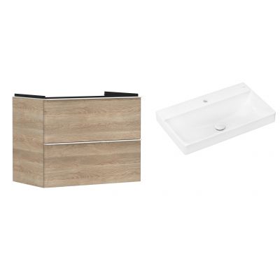 Hansgrohe Xelu Q szafka wisząca z umywalką 80x48 cm naturalny dąb/biały mat/biały (54029700, 61020450)