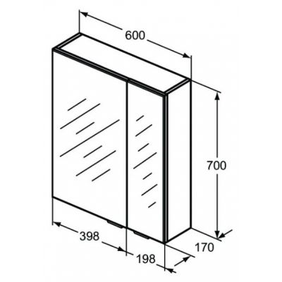 Ideal Standard Connect Space szafka 60 cm lustrzana wisząca boczna biały połysk E0320WG