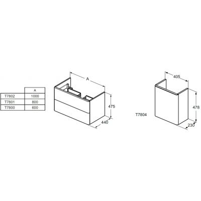 Ideal Standard Softmood szafka 60 cm podumywalkowa jasnoszary mat T7800S5