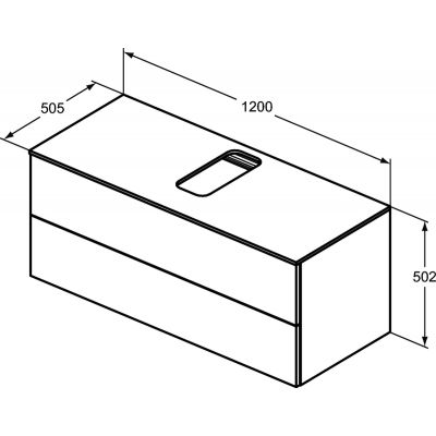 Ideal Standard Adapto szafka 120 cm podumywalkowa wisząca jasnobrązowe drewno U8598FF