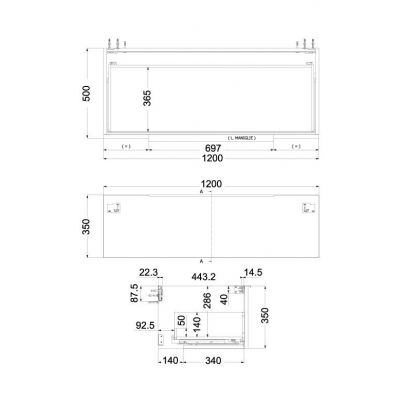 Kludi Icos szafka 120x50x35 cm podumywalkowa wisząca biała 50S12053