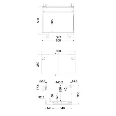 Kludi Icos szafka 60x50x35 cm podumywalkowa wisząca szara 50S60O2