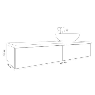 Kronenbach Cube szafka z blatem 141x48,7x23,5 cm podumywalkowa wisząca biały-jasny dąb KBWTKOWTL1412WHGH