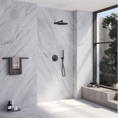 Kronenbach Radia bateria wannowo-prysznicowa podtynkowa czarny mat 19043002SM