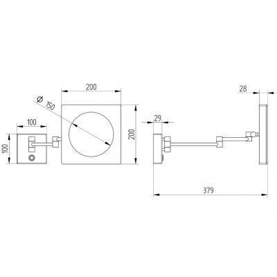 Kronenbach Universal lusterko kosmetyczne 20x20 cm kwadratowe z oświetleniem chrom 29.475.255.0004