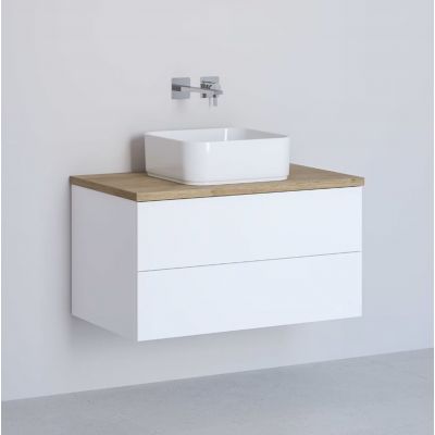 Kronenbach Cube szafka z blatem 81x48,7x44,5 cm podumywalkowa wisząca biały połysk-jasny dąb KBWTKOWTL812WHGH