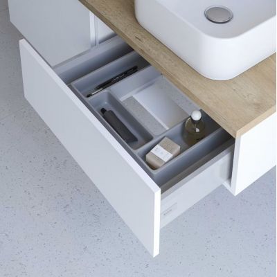 Kronenbach Cube szafka z blatem 81x48,7x44,5 cm podumywalkowa wisząca biały połysk-jasny dąb KBWTKOWTL812WHGH