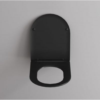 Zestaw Kronenbach Tube miska WC wisząca ze spłukiwaniem wirowym i deską wolnoopadającą czarny mat KB100082MB-Set1