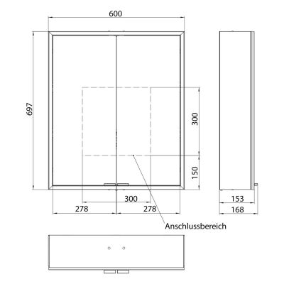 Kronenbach Cube 2.0 szafka 60x17x70 cm z lustrem srebrno anodowane KB100200CR