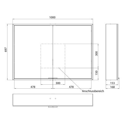Kronenbach Cube 2.0 szafka 100x17x70 cm z lustrem srebrno anodowane KB100202CR