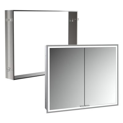 Zestaw Kronenbach Cube 2.0 szafka 80x17x70 cm z lustrem wpuszczana srebrno anodowane z ramą montażową KB100205CR-Set