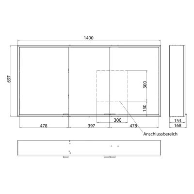 Kronenbach Cube 2.0 szafka 140x17x70 cm z lustrem srebro anodowane KB100209CR