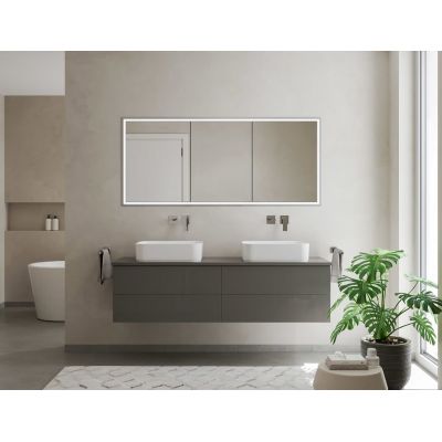 Kronenbach Cube 2.0 szafka 130x17x70 cm z lustrem srebro anodowane KB100233CR