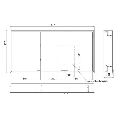 Kronenbach Cube 2.0 szafka 140x17x70 cm z lustrem wpuszczana srebro anodowane KB100213CR