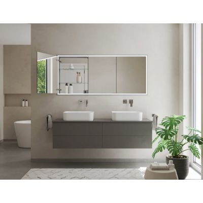 Kronenbach Cube 2.0 szafka 140x17x70 cm z lustrem wpuszczana srebro anodowane KB100213CR