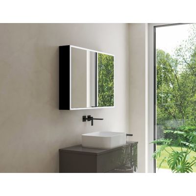 Kronenbach Cube 2.0 szafka 60x17x70 cm z lustrem czarny mat KB100216MB