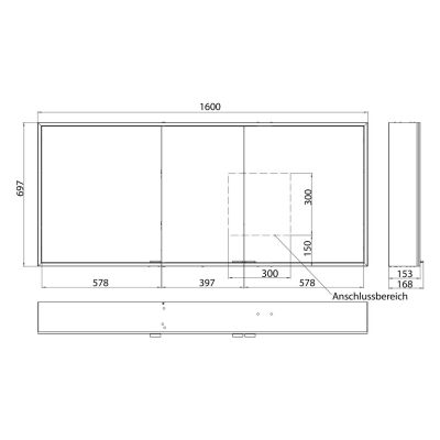 Kronenbach Cube 2.0 szafka 160x17x70 cm z lustrem czarny mat KB100222MB