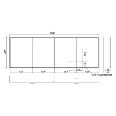 Kronenbach Cube 2.0 szafka 200x17x70 cm z lustrem czarny mat KB100223MB