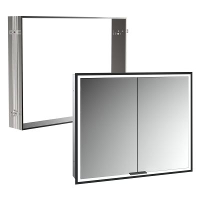 Zestaw Kronenbach Cube 2.0 szafka 80x17x70 cm z lustrem czarny mat z ramą montażową KB100225MB-Set