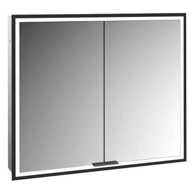 Zestaw Kronenbach Cube 2.0 szafka 80x17x70 cm z lustrem czarny mat z ramą montażową KB100225MB-Set