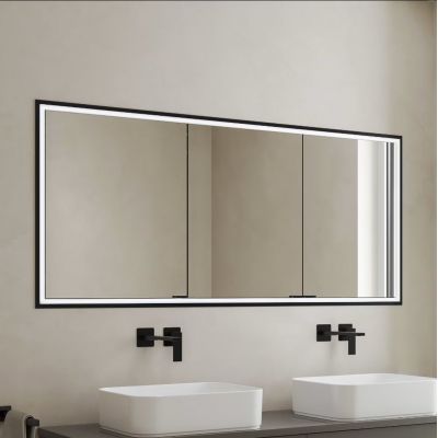 Kronenbach Cube 2.0 szafka 180x17x70 cm z lustrem wpuszczana czarny mat KB100239MB